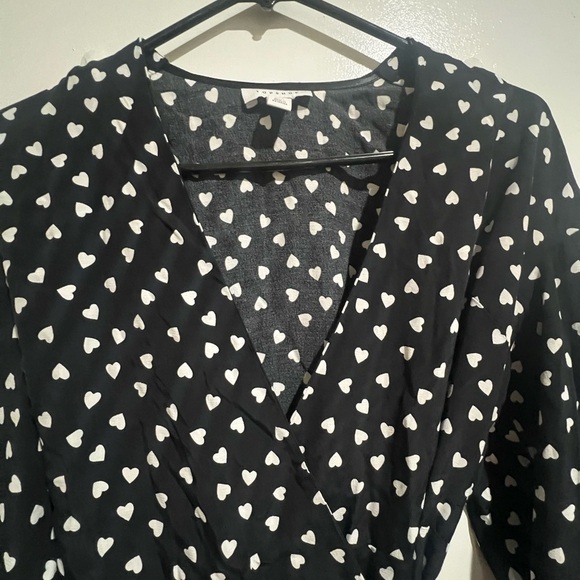 Topshop Heart Print Midi Wrap Dress Black White size 2 - Picture 9 of 10